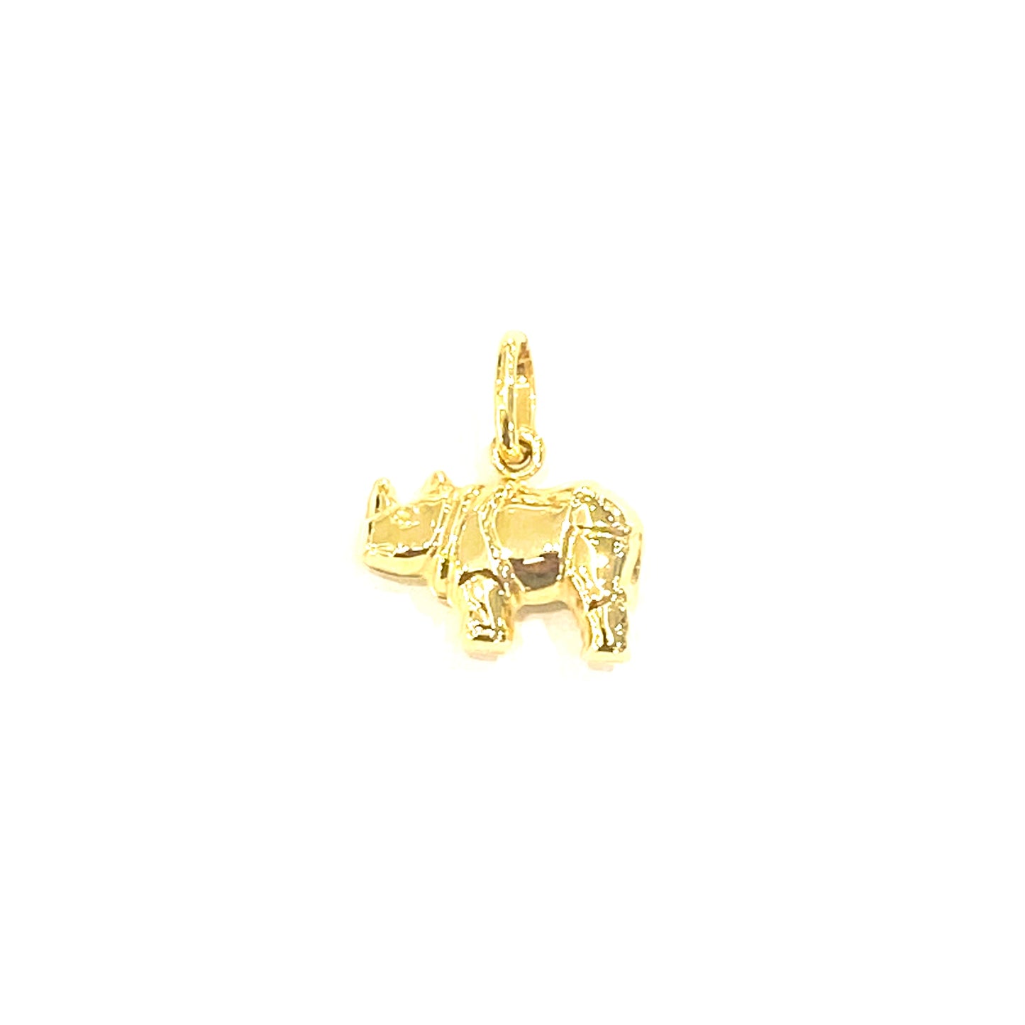 9ct Yellow Gold Rhinoceros Charm Pendant