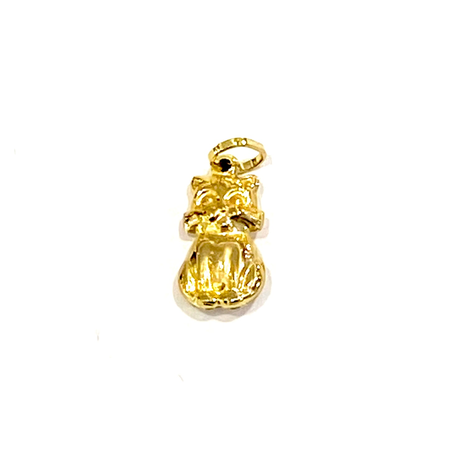 9ct Yellow Gold Hollow Cat Charm Pendant