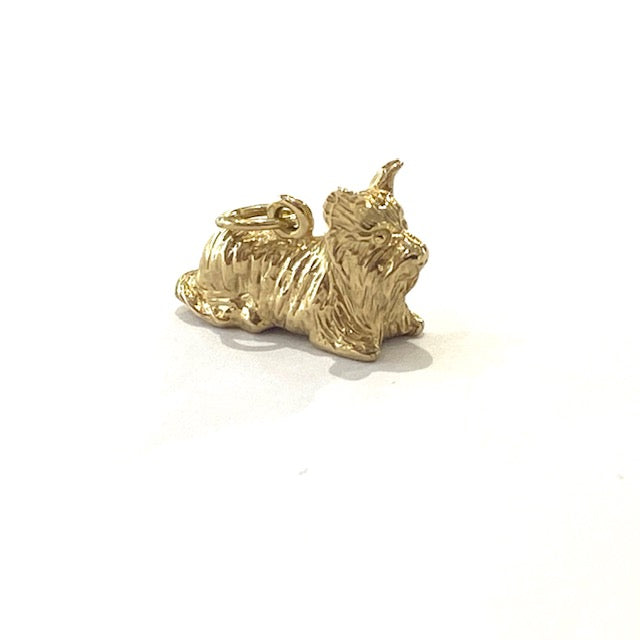 9ct Yellow Gold Solid Westie Dog Charm Pendant