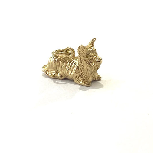 9ct Yellow Gold Solid Westie Dog Charm Pendant