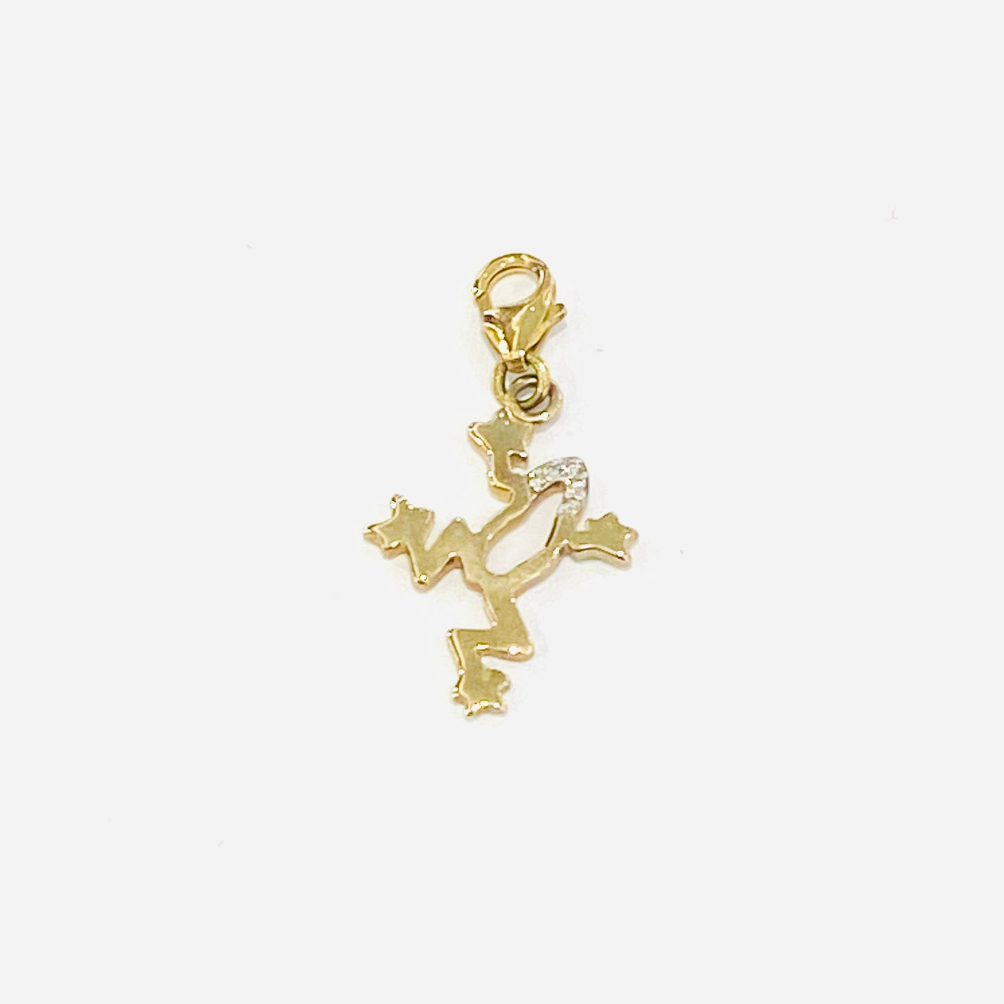 9ct Yellow Gold Diamond Set Frog Clip on Charm
