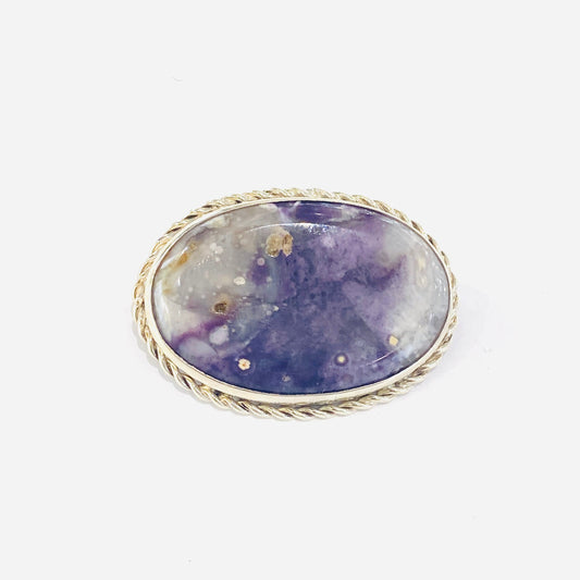 Sterling Silver Quartz Set Oval Brooch