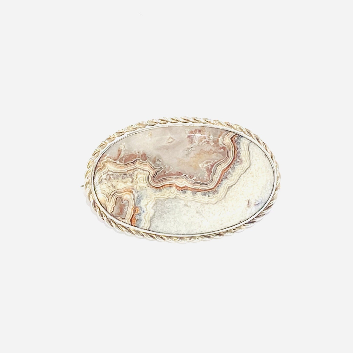 Sterling Silver Quartz Set Oval Brooch