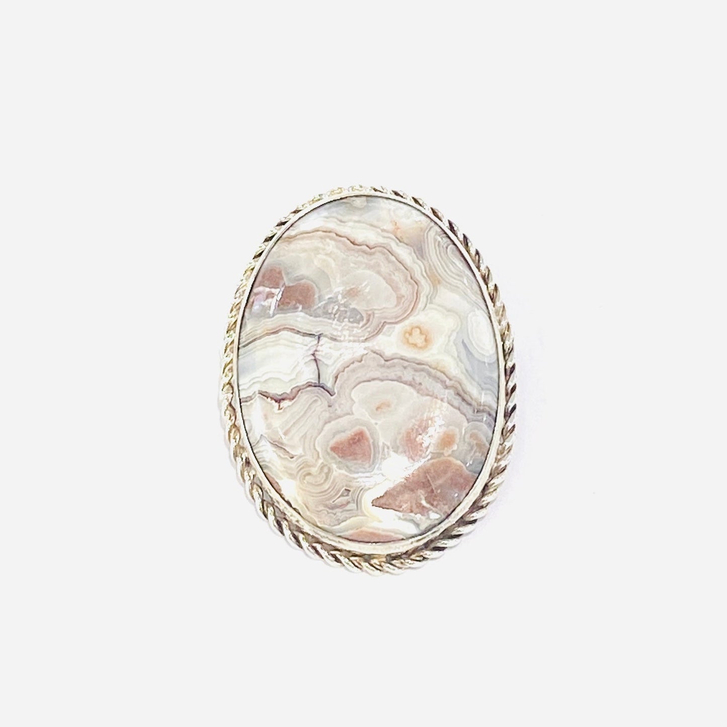 Sterling Silver Quartz Set Oval Brooch