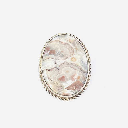 Sterling Silver Quartz Set Oval Brooch