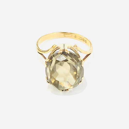 9ct Yellow Gold Smokey Quartz Set Ring Pre Loved