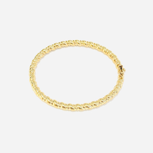 9ct Yellow Gold Patterned Hinge Bangle Pre Loved