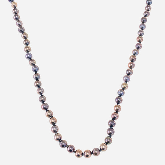 Cultured Black* Colour Pearl Necklace with 9ct Gold Clasp Pre Loved