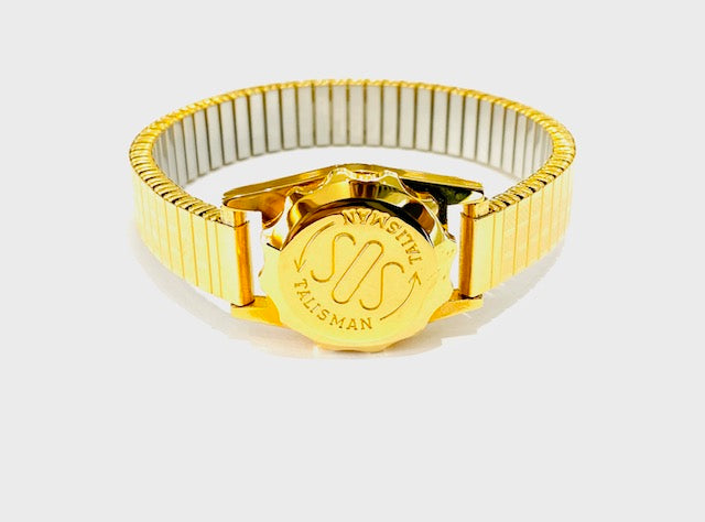 Gold Plated Stainless Steel SOS Talisman Medical Expanding Bracelet