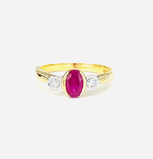 18ct Yellow/White Gold Ruby & Diamond Dress Ring