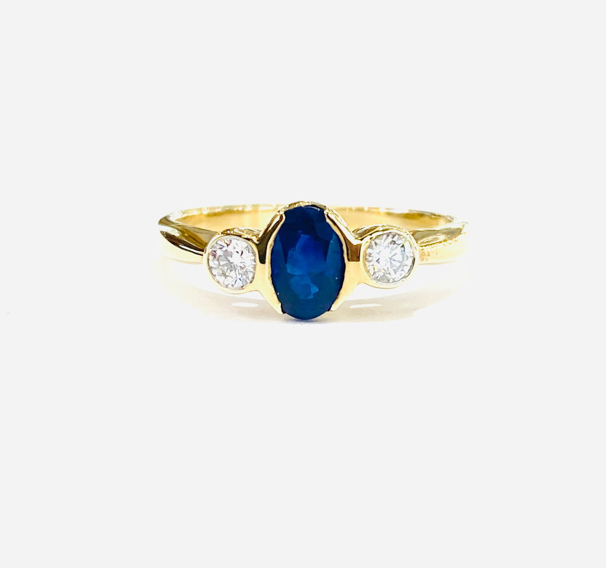 9ct Yellow Gold Sapphire & Diamond Dress Ring