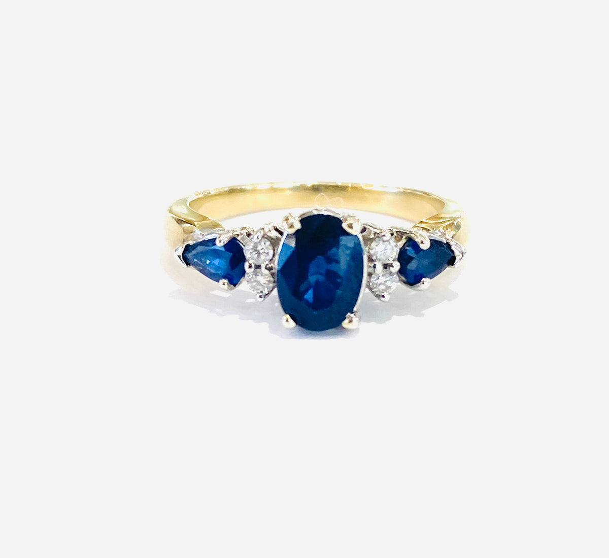 9ct Yellow Gold Sapphire & Diamond Dress Ring