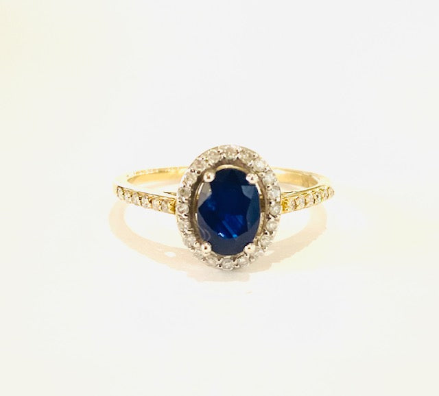 9ct Yellow Gold Sapphire & Diamond Dress Ring