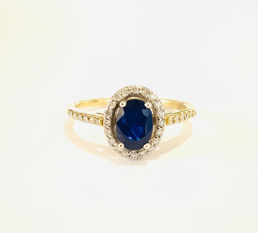 9ct Yellow Gold Sapphire & Diamond Dress Ring