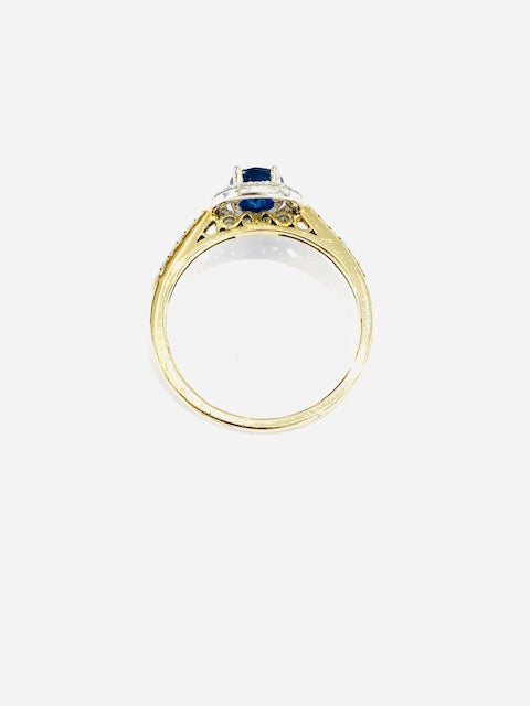 9ct Yellow Gold Sapphire & Diamond Dress Ring