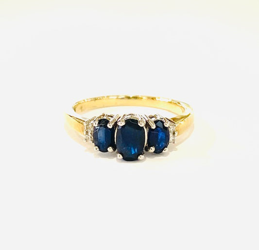 9ct Yellow Gold Sapphire & Diamond Dress Ring