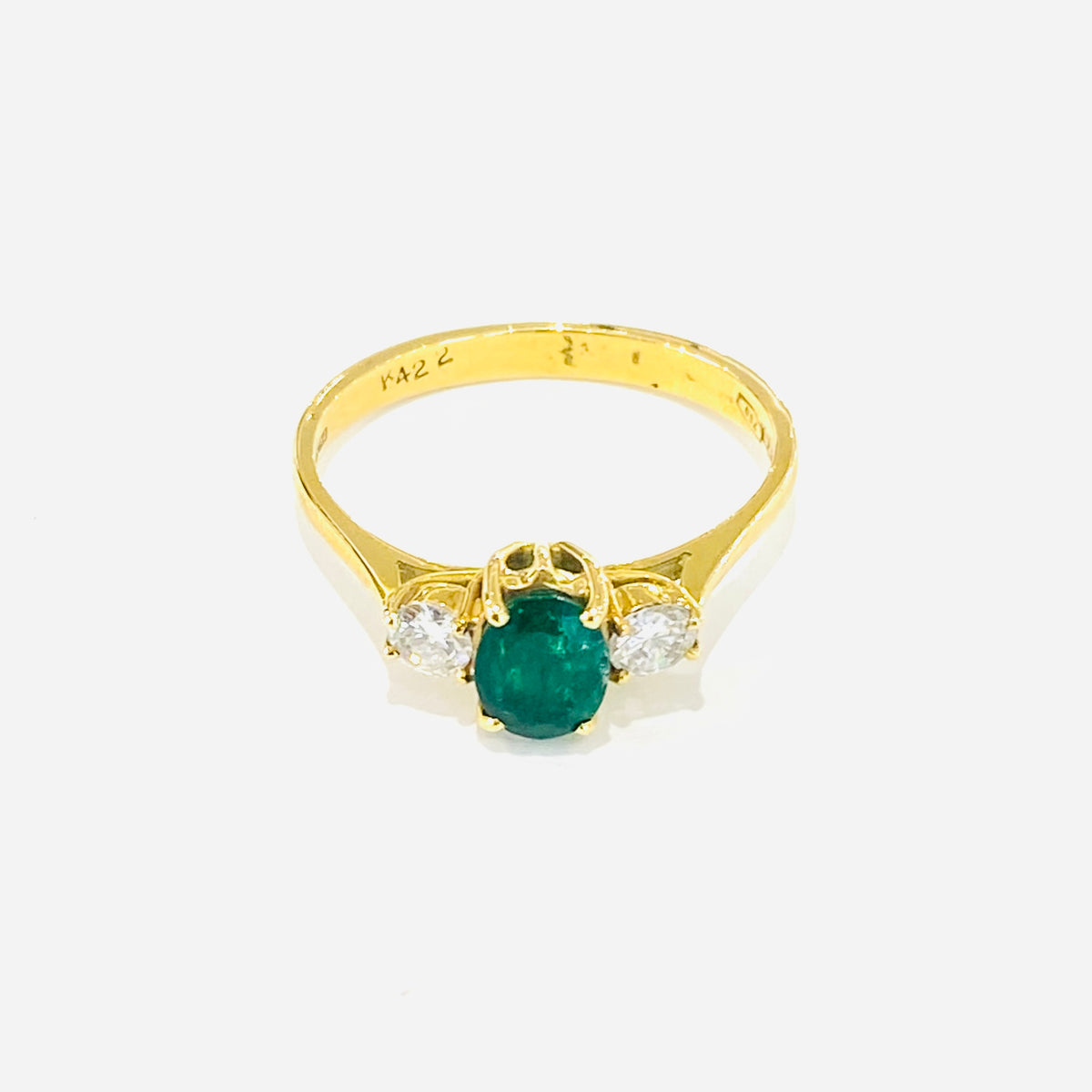 18ct Yellow Gold Emerald & Diamond Dress Ring