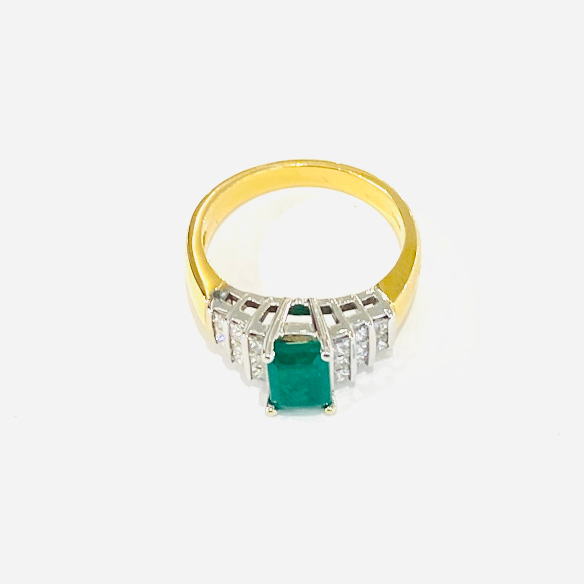 18ct Yellow Gold Emerald & Diamond Dress Ring