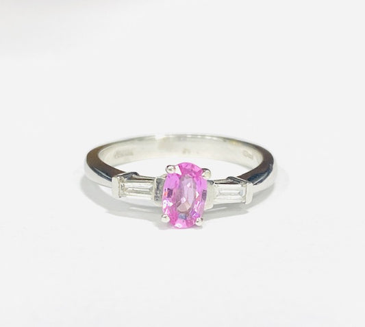 18ct White Gold Pink Sapphire & Diamond Ring