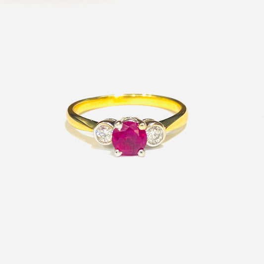 18ct Yellow Gold Ruby & Diamond Dress Ring