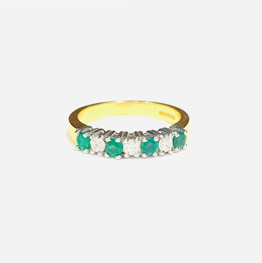 18ct Yellow Gold Emerald & Diamond Eternity Ring
