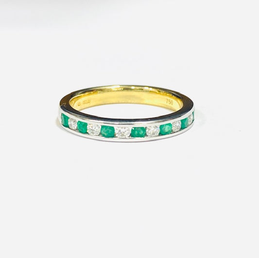 18ct Yellow Gold Emerald & Diamond Eternity Ring