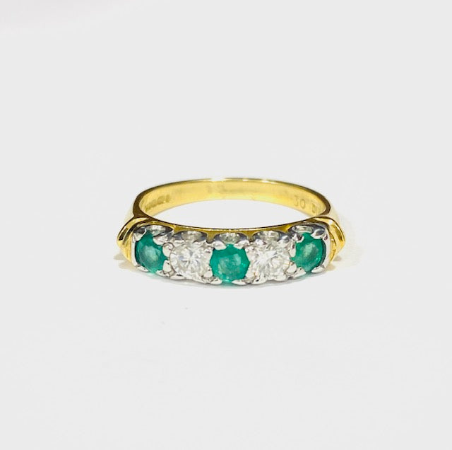 18ct Yellow Gold Emerald & Diamond Eternity Ring