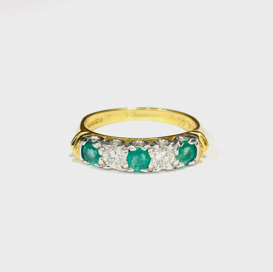 18ct Yellow Gold Emerald & Diamond Eternity Ring