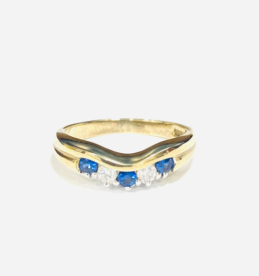 9ct Yellow Gold Sapphire & Diamond Shaped Eternity Ring