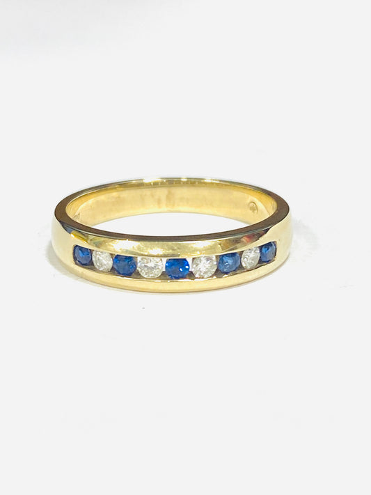 9ct Yellow Gold Sapphire & Diamond Ring