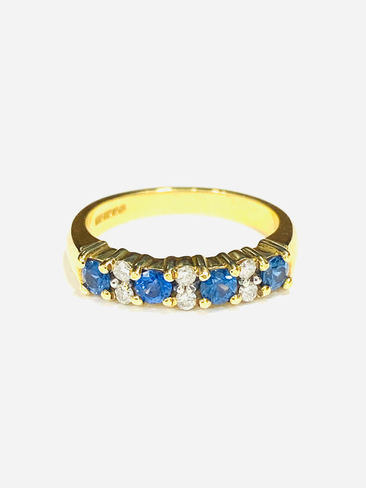 18ct Yellow Gold Sapphire & Diamond Eternity Ring
