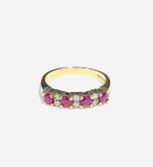 9ct Yellow Gold Ruby & Diamond Eternity Ring