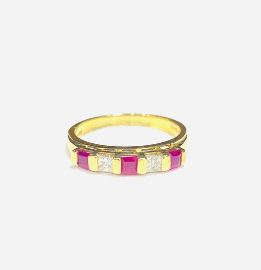 18ct Yellow Gold Ruby & Diamond Eternity Ring