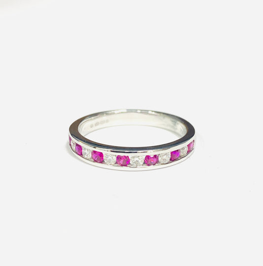 18ct White Gold Ruby & Diamond Eternity Ring