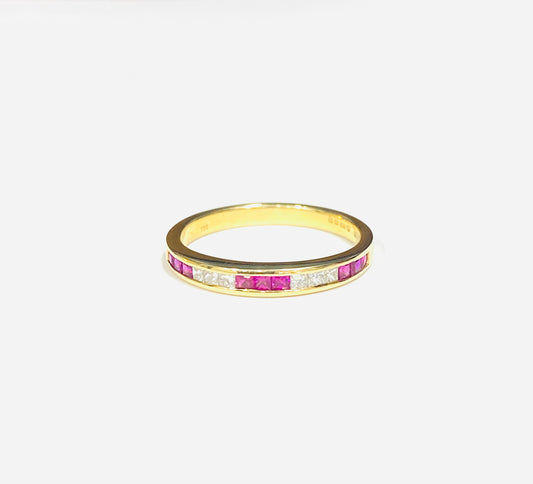 18ct Yellow Gold Ruby & Diamond Eternity Ring