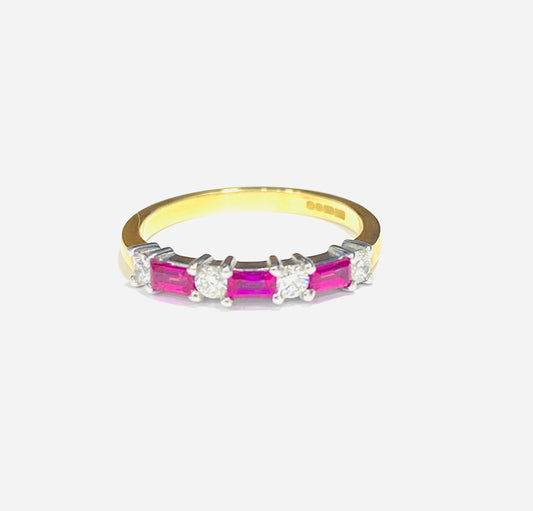 18ct Yellow Gold Ruby & Diamond Eternity Ring