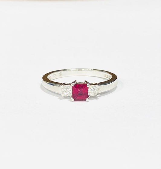 18ct White Gold Ruby & Diamond Ring