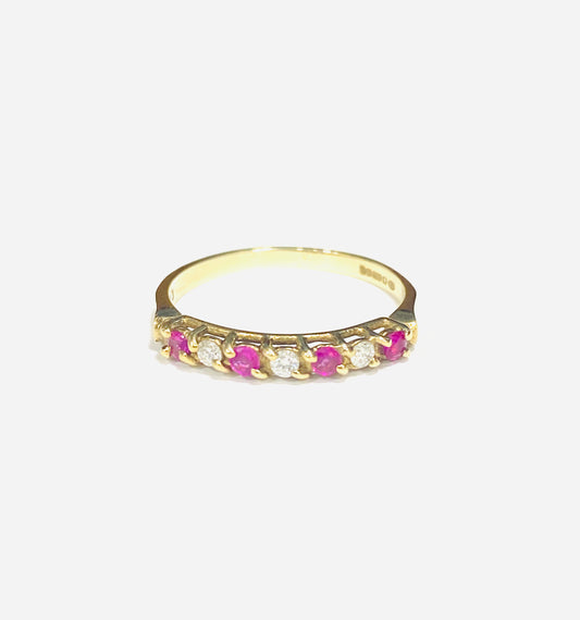 9ct Yellow Gold Ruby & Diamond Eternity Ring