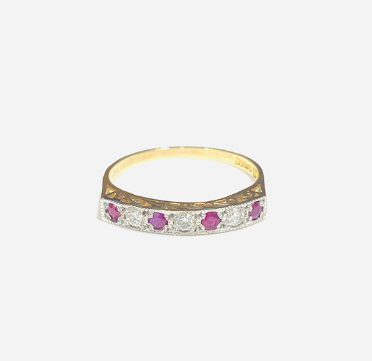 9ct Yellow Gold Ruby & Diamond Eternity Ring