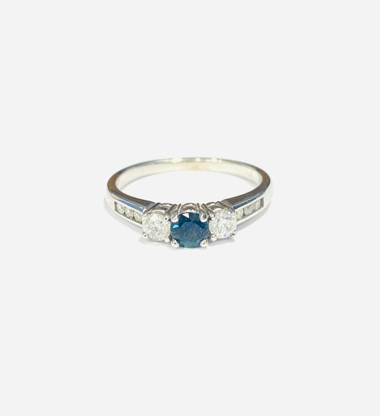 9ct White Gold Sapphire & Diamond Ring