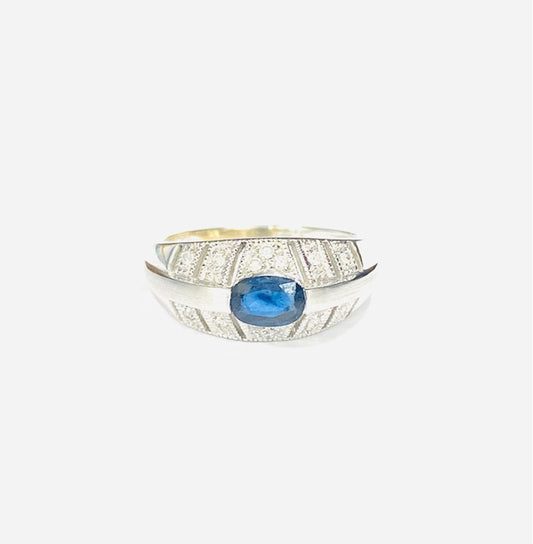 18ct White Gold Sapphire & Diamond Dress Ring