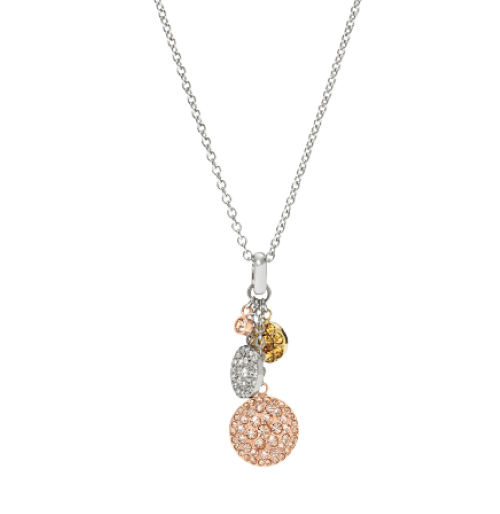 FOSSIL Stainless Steel Pave Disc Glitz Multi Pendant on Chain JF00848998