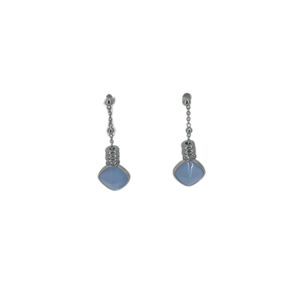 JF03353040 Fossil Blue Glass Crystal Stainless Steel Drop Earrings
