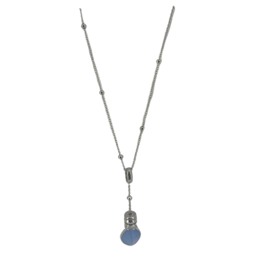 JF03355040 Fossil Vintage Rondelles Light Blue Stainless Steel Pendant Necklace