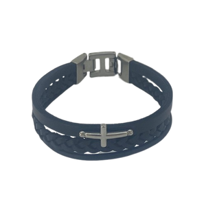 JF03855040 Fossil Stainless Steel Crosses Multi Strand Leather Bracelet