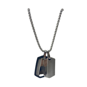 JF03996040 Fossil Chevron Stainless Steel Dog Tag Necklace