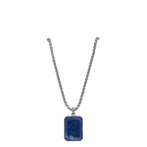 JF04469040 New Genuine Fossil Blue Sodalite Pendant Chain Necklace £55