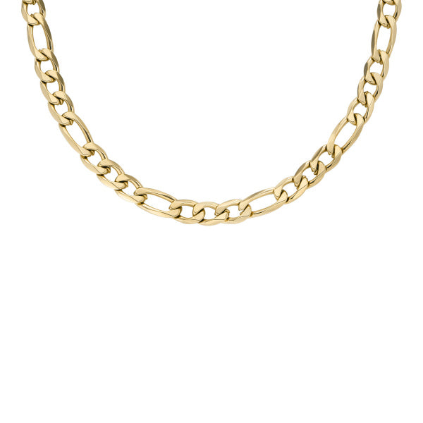 JF04777710 FOSSIL Ellis All Stacked Up Gold-Tone Stainless Steel Figaro Chain Necklace