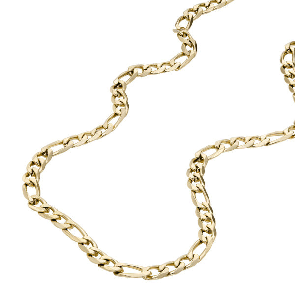 JF04777710 FOSSIL Ellis All Stacked Up Gold-Tone Stainless Steel Figaro Chain Necklace