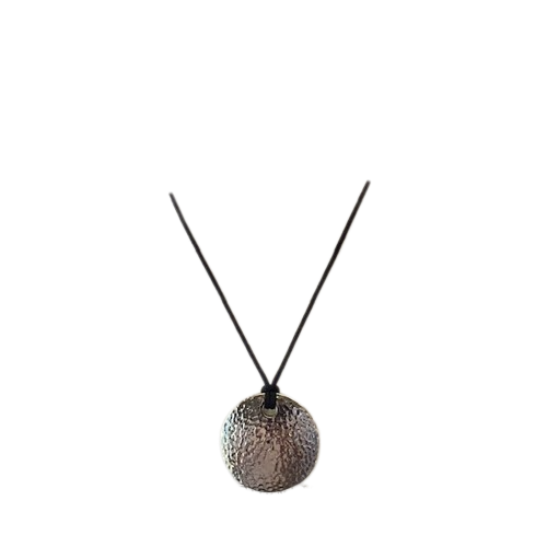 CK Calvin Klein Stainless Steel Round Hammered Finish Pendant on Black Cord KJ68AP010100